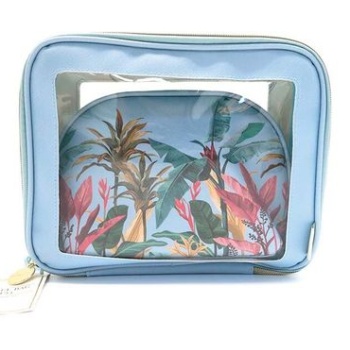 σετ τσαντών καλλυντικών danielle beauty botanical palm blue