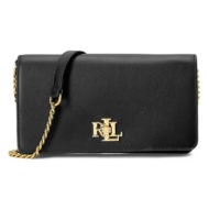 δερμάτινη τσάντα lauren ralph lauren χρώμα: μαύρο 100% φυσικό δέρμα