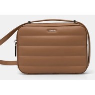 τσάντα calvin klein χρώμα: καφέ, k60k612114 51% ανακυκλωμένος πολυεστέρας, 49% poliuretan