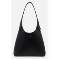 δερμάτινη τσάντα coach χρώμα: μαύρο, cu068 φυσικό δέρμα