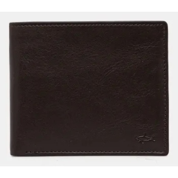 δερμάτινο πορτοφόλι paul&shark ανδρικό, χρώμα καφέ