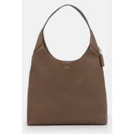 δερμάτινη τσάντα coach χρώμα: καφέ, cu044 100% φυσικό δέρμα