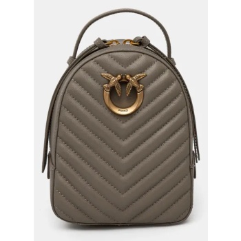 δερμάτινο σακίδιο pinko γυναικείο, χρώμα γκρι, 103614 a1j2