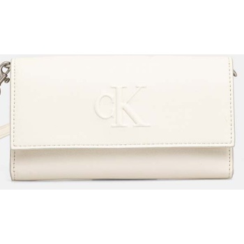 πορτοφόλι calvin klein jeans χρώμα μπεζ, k60k612742 100%