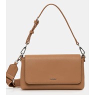 τσάντα calvin klein χρώμα: καφέ, k60k612902 51% ανακυκλωμένος πολυεστέρας, 49% poliuretan