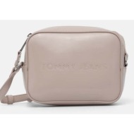 τσάντα tommy jeans χρώμα: ροζ, aw0aw16805 100% πολυουρεθάνη