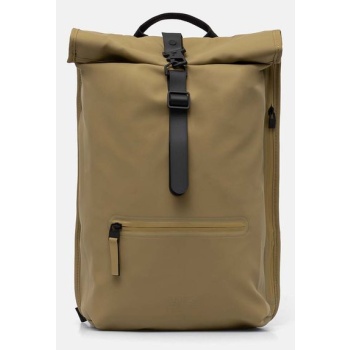 σακίδιο πλάτης rains rolltop rucksack w3 χρώμα πράσινο