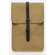 σακίδιο πλάτης rains backpack mini w3 χρώμα: πράσινο, 13020-44 100% πολυεστέρας