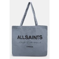 βαμβακερή τσάντα allsaints χρώμα: μπλε, m170xb 50% βαμβάκι, 50% οργανικό βαμβάκι