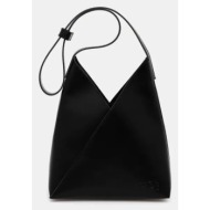δερμάτινη τσάντα mm6 maison margiela χρώμα: μαύρο, sb6zh0019.p7183 100% φυσικό δέρμα