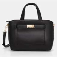 τσάντα tommy hilfiger χρώμα: μαύρο, aw0aw17374 poliuretan