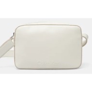 τσάντα calvin klein χρώμα: μπεζ, k60k612555 51% ανακυκλωμένος πολυεστέρας, 49% poliuretan