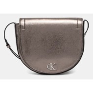 τσάντα calvin klein jeans χρώμα: ασημί, k60k612730 100% poliuretan