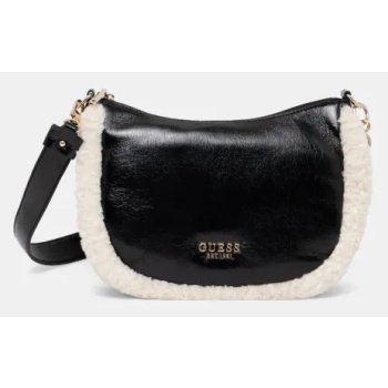 τσάντα guess davika χρώμα μαύρο, hwtg94 97020 κύριο υλικό