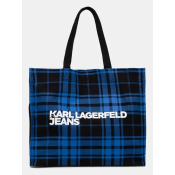 βαμβακερή τσάντα karl lagerfeld jeans χρώμα ναυτικό μπλε