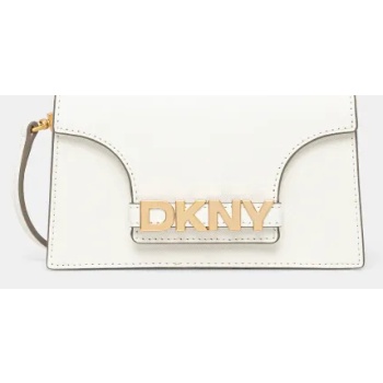δερμάτινη τσάντα dkny χρώμα μπεζ, r435og58 100% δέρμα