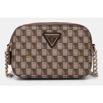 τσάντα guess χρώμα καφέ, hwjt93 44140 100% poliuretan