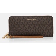 πορτοφόλι michael michael kors χρώμα: καφέ, 32f1gj6e7b συνθετικό ύφασμα