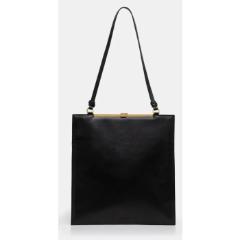 δερμάτινη τσάντα aeron χρώμα μαύρο, bg164919 κύριο υλικό