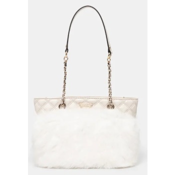 τσάντα guess lise χρώμα μπεζ, hwqf93 52220 κύριο υλικό