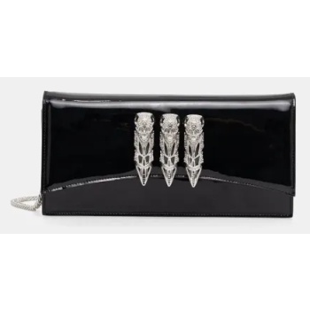 δερμάτινη τσάντα ώμου philipp plein χρώμα μαύρο, aada