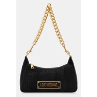 δερμάτινη τσάντα love moschino χρώμα: μαύρο, jc4357pp0l 70% φυσικό δέρμα, 30% poliuretan