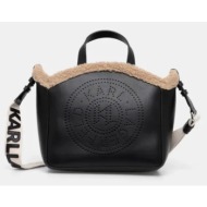 δερμάτινη τσάντα karl lagerfeld χρώμα: μαύρο, 246w3084 κύριο υλικό: 100% δέρμα βοοειδών
φόδρα: 100% 