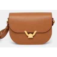 δερμάτινη τσάντα coccinelle coccinelledew χρώμα: καφέ, e1 qtf 15 03 01 φυσικό δέρμα