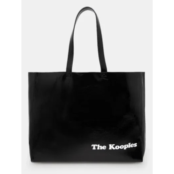 τσάντα the kooples χρώμα μαύρο, afsa29013k κύριο υλικό