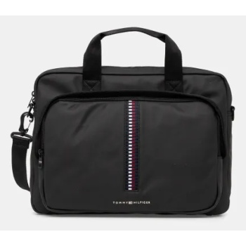 τσάντα tommy hilfiger χρώμα μαύρο, am0am12728 100%