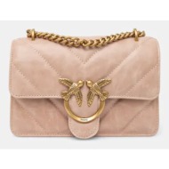 δερμάτινη τσάντα pinko χρώμα: ροζ, 100074 a1ur φυσικό δέρμα