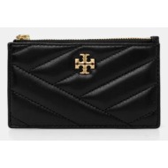 δερμάτινο πορτοφόλι tory burch kira γυναικείο, χρώμα: μαύρο, 156556.001 φυσικό δέρμα