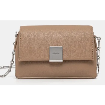 τσάντα calvin klein χρώμα καφέ, k60k612785 100% poliuretan