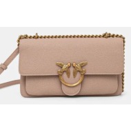 δερμάτινη τσάντα pinko χρώμα: ροζ, 104528 a29q φυσικό δέρμα