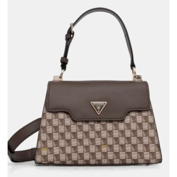 τσάντα guess χρώμα καφέ, hwjt93 44200 κύριο υλικό 100%