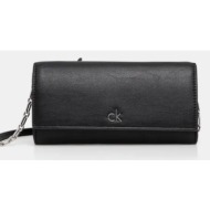 τσάντα calvin klein χρώμα: μαύρο, k60k612852 51% ανακυκλωμένος πολυεστέρας, 49% poliuretan