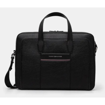 τσάντα tommy hilfiger χρώμα μαύρο, am0am13095 100%