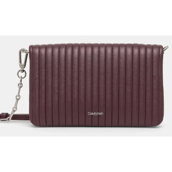 τσάντα calvin klein χρώμα μπορντό, k60k613079 100%