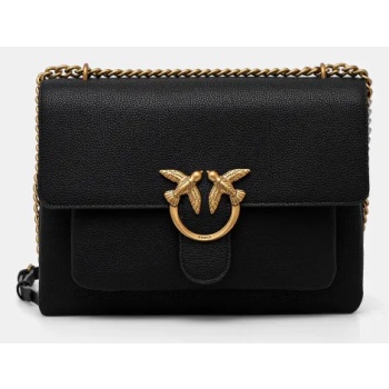 δερμάτινη τσάντα pinko χρώμα μαύρο, 104527 a29q 100%