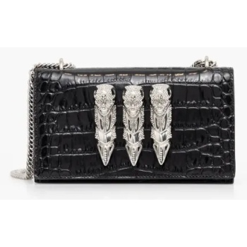 δερμάτινη τσάντα philipp plein χρώμα μαύρο, aada wba2056