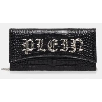 δερμάτινη τσάντα philipp plein χρώμα μαύρο, fada wba2000