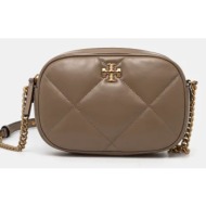 δερμάτινη τσάντα tory burch kira χρώμα: καφέ, 154715.250 φυσικό δέρμα