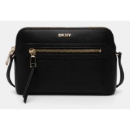 δερμάτινη τσάντα dkny χρώμα: μαύρο, r42eke17 φυσικό δέρμα