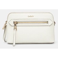 δερμάτινη τσάντα dkny χρώμα: μπεζ, r42eke17 φυσικό δέρμα