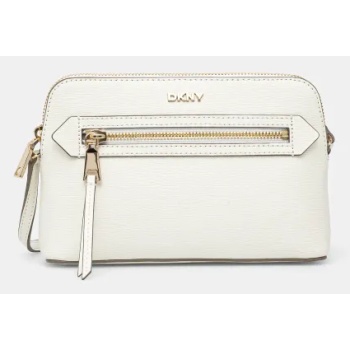 δερμάτινη τσάντα dkny χρώμα μπεζ, r42eke17 φυσικό δέρμα