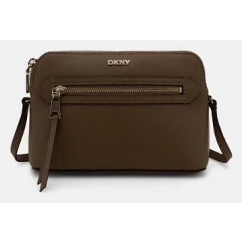 δερμάτινη τσάντα dkny χρώμα πράσινο, r42eke17 φυσικό δέρμα