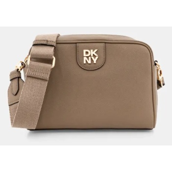 δερμάτινη τσάντα dkny χρώμα πράσινο, r43ekv85 φυσικό δέρμα