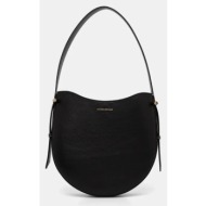 δερμάτινη τσάντα victoria beckham χρώμα: μαύρο, b125aac006190a 100% φυσικό δέρμα