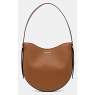 δερμάτινη τσάντα victoria beckham χρώμα: καφέ, b125aac006190a 100% φυσικό δέρμα
