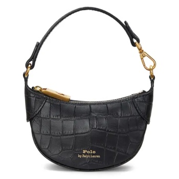 δερμάτινη τσάντα polo ralph lauren χρώμα μαύρο, 427952660